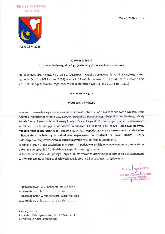 20260302 obwieszczenie budowa budynku mieszkalnego na dz 10285 10287