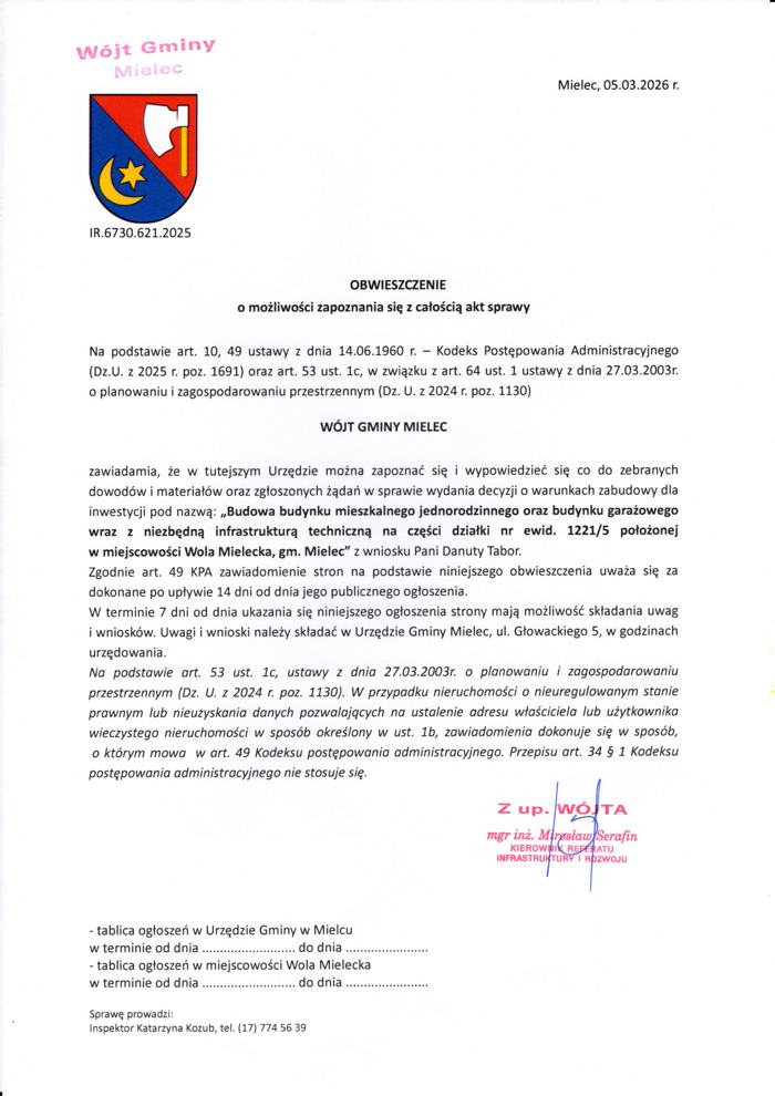 20260309 obwieszczenie budowa budynku mieszkalnego na dz 12215 621
