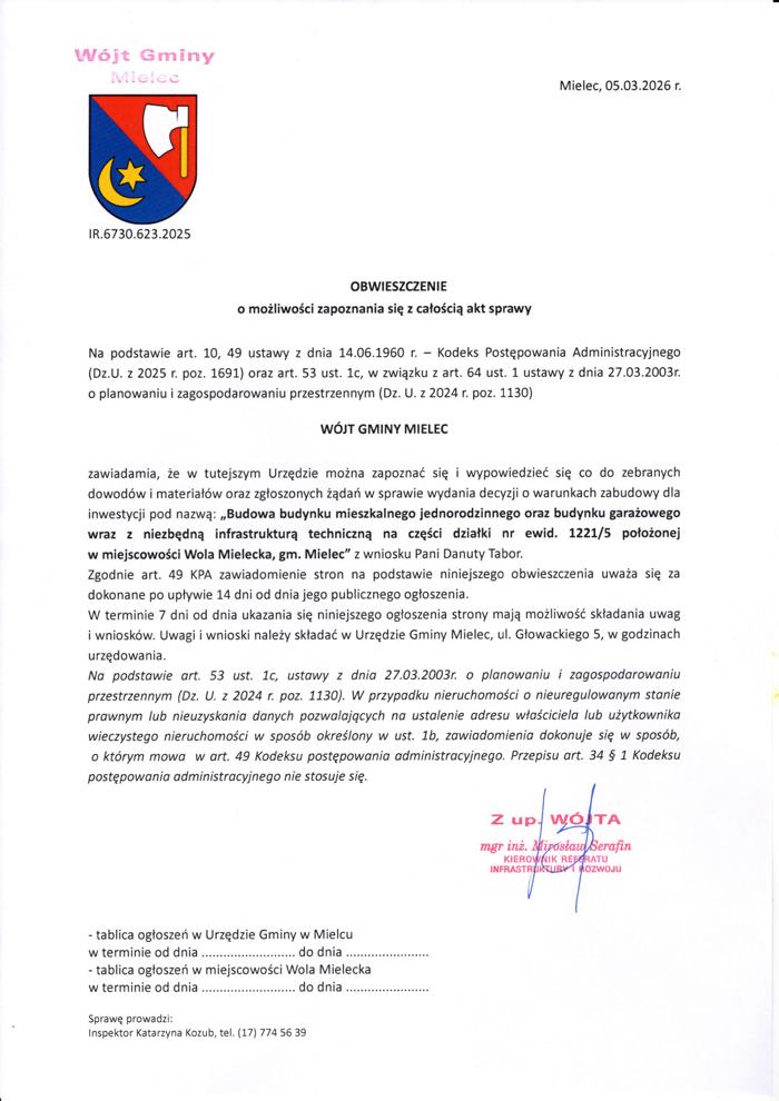 20260309 obwieszczenie budowa budynku mieszkalnego na dz 12215 623