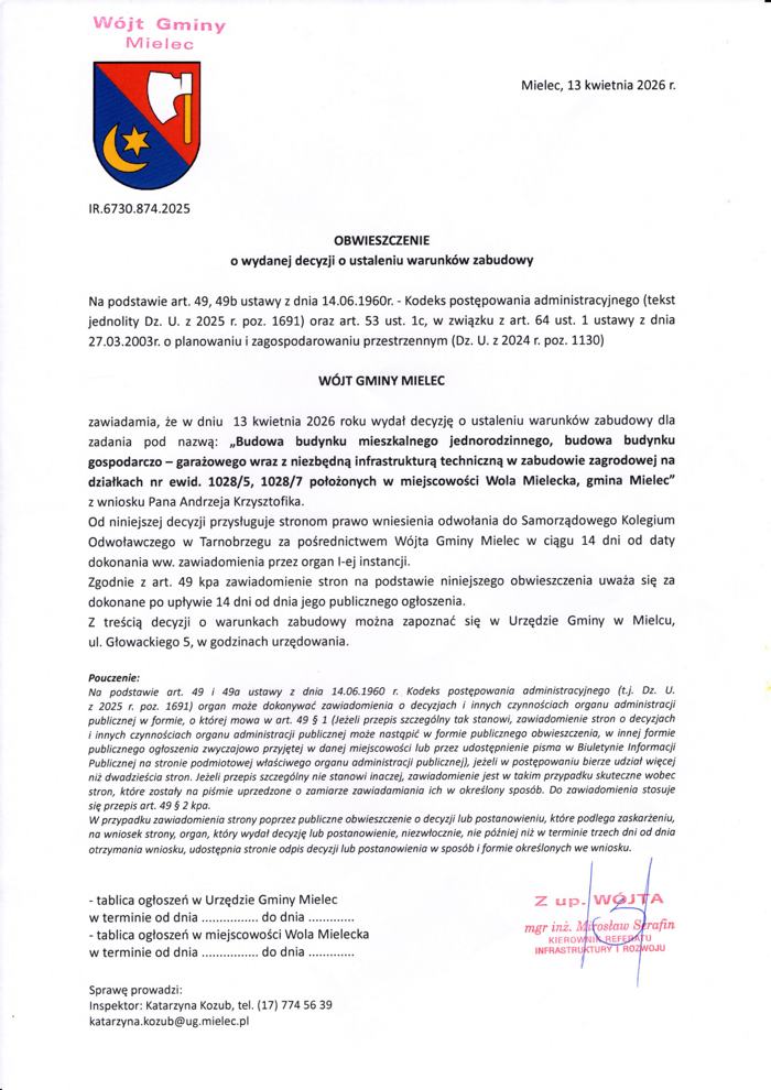 20260414 obwieszczenie budowa budynku mieszkalnego na dz 10285 10287