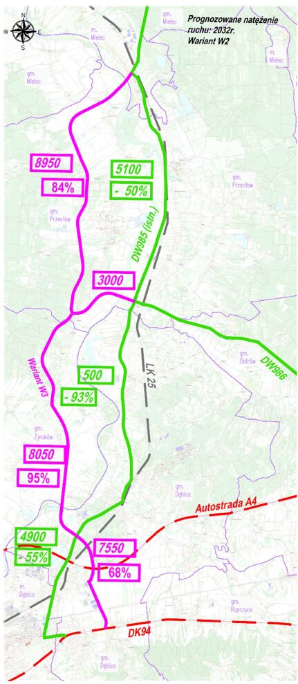Akcja informacyjna dotycząca budowy nowego odcinka drogi wojewódzkiej nr 985 na trasie Mielec – Dębica. 202605 koncepcja do a4
