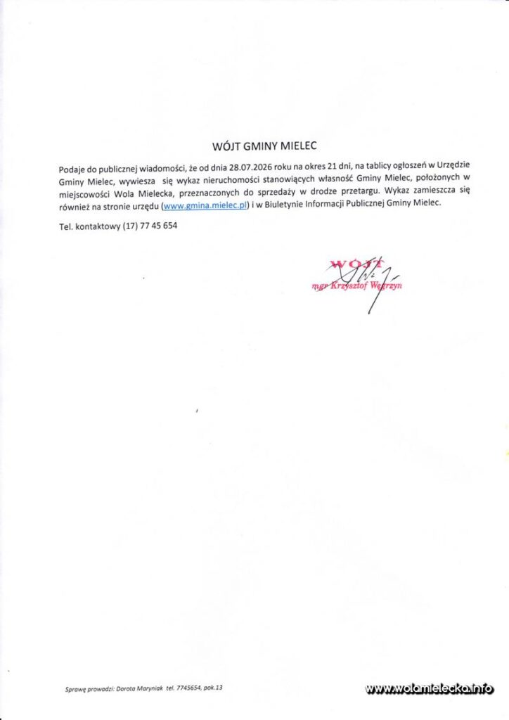 20260728 obwieszczenie wykaz nieruchomosci do sprzedazy 800