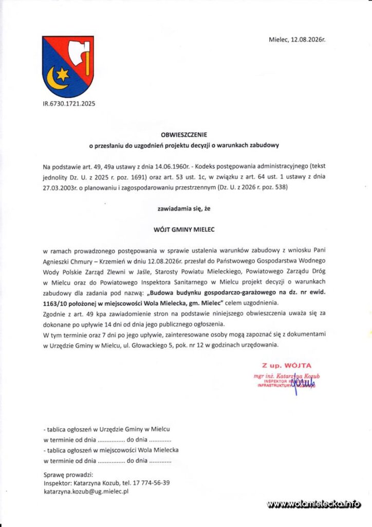 20260813 obwieszczenie budowa budynku gospodarczo garazowego