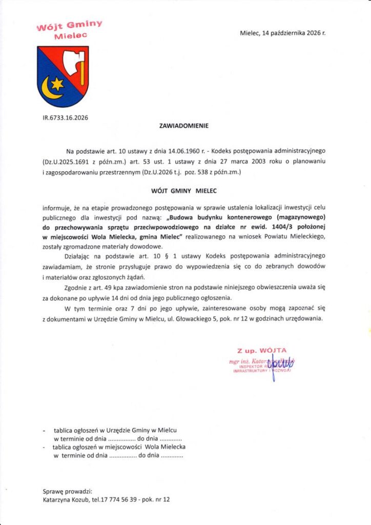 20261014 obwieszczenie budowa budynku kontenerowego na dz 14043 800