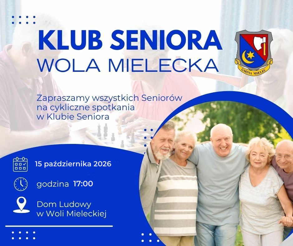 Klub Seniora zaprasza na spotkanie 15.10.2026 (czwartek) godz. 17.00 202610ks